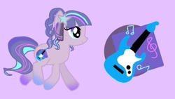 Size: 1920x1080 | Tagged: source needed, safe, artist:naterpene, oc, oc only, oc:melody heart, earth pony, pony, cute, cutie mark, ear piercing, earring, earth pony oc, electric guitar, eyelashes, female, full body, guitar, hooves, jewelry, mare, monochrome, multicolored hair, multicolored mane, music notes, musical instrument, piercing, ponytail, reference sheet, simple background, smiling, solo, tail