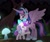 Size: 1672x1389 | Tagged: safe, artist:aleximusprime, princess flurry heart, twilight sparkle, alicorn, pony, dream of alicornication, flurry heart's story, alicorn amulet, aunt and niece, bow, bush, comforting, crying, description is relevant, everfree forest, female, filly, filly flurry heart, foal, forest, glowing mushroom, hair bow, mushroom, night, older, older twilight, sad, safeguard bracelet, story included, tree