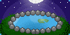 Size: 100x50 | Tagged: safe, artist:kaikururu, oc, oc only, earth pony, pony, animated, bust, duo, earth pony oc, eyes closed, female, gif, mare, night, pixel art, pond, smiling, stars, water