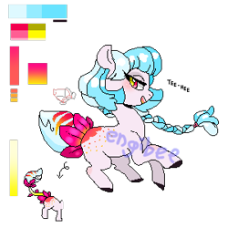 Size: 300x300 | Tagged: safe, artist:kaikururu, monster pony, pony, augmented, augmented tail, bedroom eyes, braid, colored hooves, eyelashes, female, mare, pixel art, reference sheet, simple background, smiling, solo, tail, transparent background