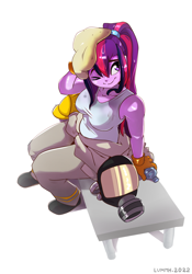 Size: 2661x3800 | Tagged: safe, artist:lummh, oc, oc only, human, equestria girls, g4, clothes, female, firefighter, firefighter helmet, gas mask, helmet, high res, mask, not twilight sparkle, simple background, smiling, solo, suit, uniform, wet