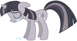 Size: 4096x2199 | Tagged: safe, artist:tomfraggle, artist:wardex101, edit, twilight sparkle, pony, unicorn, g4, the return of harmony, crying, depressed, discorded, discorded twilight, ears back, eyes closed, female, frown, full body, high res, hooves, horn, lonely, mare, sad, scene interpretation, simple background, solo, sorrow, standing, tail, transparent background, twilight tragedy, unicorn twilight, vector