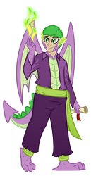 Size: 3000x5800 | Tagged: safe, artist:deroach, spike, dragon, human, equestria project humanized, g4, abstract background, clothes, fire, humanized, scales, simple background, tail, tailed humanization, transparent background, vector, winged humanization, wings