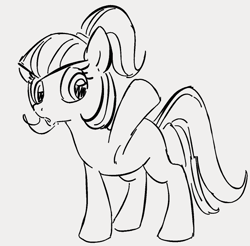 Size: 683x671 | Tagged: safe, artist:dotkwa, sonata dusk, earth pony, pony, g4, armpits, equestria girls ponified, female, gray background, grayscale, mare, monochrome, ponified, raised hoof, simple background, sketch, solo