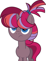 Size: 5203x6800 | Tagged: safe, artist:shootingstarsentry, oc, oc only, oc:nightingale (shootingstarsentry), pony, unicorn, absurd resolution, blue eyes, female, filly, foal, front view, frown, horn, multicolored mane, offspring, parent:moondancer, parent:shadow lock, parents:shadowdancer, simple background, solo, transparent background, unicorn oc, vector
