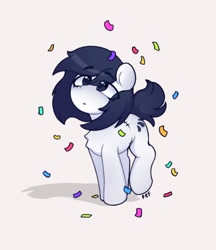 Size: 1056x1223 | Tagged: safe, artist:flixanoa, oc, oc only, oc:michel tusche, pony, confetti, michel is such a cute filly, scar, solo