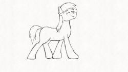 Size: 600x338 | Tagged: safe, artist:cactuscowboydan, earth pony, pony, animated, frame by frame, gif, male, mane, simple background, smiling, stallion, the lion king, traditional animation, traditional art, walking, white background