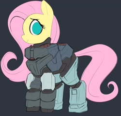 Size: 4096x3923 | Tagged: safe, alternate version, artist:_ton618_, fluttershy, pegasus, pony, g4, armor, crossover, female, halo (series), looking at you, mare, smiling, solo