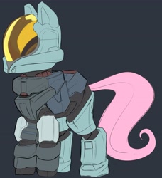Size: 3729x4096 | Tagged: safe, alternate version, artist:_ton618_, fluttershy, pegasus, pony, g4, armor, crossover, female, halo (series), helmet, mare, solo