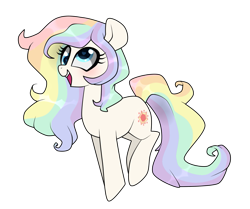 Size: 1257x1049 | Tagged: safe, artist:kaikururu, oc, oc only, earth pony, pony, blushing, cross-eyed, derp, earth pony oc, eyelashes, female, mare, multicolored hair, rainbow hair, simple background, solo, transparent background