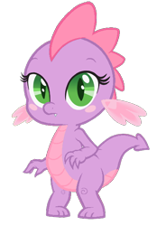 Size: 400x576 | Tagged: safe, artist:queencold, color edit, edit, editor:lunarangel, dragon, g4, baby, baby dragon, barbabetes, colored, cute, dragoness, female, looking at you, rule 63, rule63betes, simple background, solo, spiketta, transparent background, vector