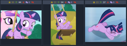 Size: 746x271 | Tagged: safe, princess cadance, twilight sparkle, pony, unicorn, derpibooru, g4, canterlot, crystal empire, falling, female, filly, filly twilight sparkle, juxtaposition, meta, pushing, swing, swinging, teen princess cadance, unicorn twilight, younger