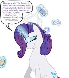 Size: 500x560 | Tagged: safe, artist:ask--luna-and-rarity, rarity, pony, unicorn, tumblr:ask luna and rarity, g4, brush, female, hair styling, hair tie, hairbrush, implied lesbian, implied rariluna, implied shipping, simple background, solo, white background