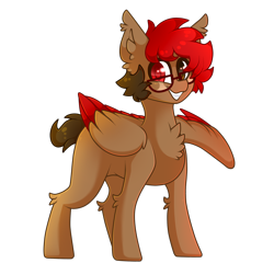Size: 2000x2000 | Tagged: safe, artist:star-theft, oc, oc only, oc:redsocks, pegasus, pony, chest fluff, colored wings, colored wingtips, crooked glasses, female, full body, glasses, heterochromia, high res, hock fluff, looking at you, mare, one wing out, pegasus oc, simple background, smiling, smiling at you, solo, transparent background, two toned wings, wings