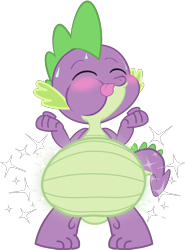 Size: 2160x2919 | Tagged: safe, alternate version, artist:tgut, spike, dragon, g4, belly, big belly, digestion, fat, fat spike, gemstones, high res, male, simple background, solo, stuffing, transparent background, weight gain