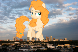 Size: 1440x960 | Tagged: safe, artist:phucknuckl, artist:thegiantponyfan, pear butter, earth pony, pony, g4, female, florida, giant earth pony, giant pony, giant/macro earth pony, giantess, highrise ponies, irl, macro, mare, mega giant, orlando, photo, ponies in real life