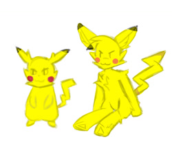 Size: 1280x1241 | Tagged: safe, pikachu, pony, chest fluff, crossover, cute, floppy ears, fluffy, pokémon, ponified, simple background, sitting, smiling, white background