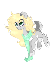 Size: 1944x2592 | Tagged: safe, artist:kaikururu, oc, oc only, deer, deer pony, original species, pony, clothes, eye clipping through hair, scarf, simple background, smiling, solo, transparent background