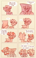 Size: 600x964 | Tagged: safe, artist:sockiepuppetry, hitch trailblazer, sprout cloverleaf, earth pony, pony, g5, my little pony: a new generation, blushing, comic, cute, drawing, duo, embarrassed, male, shy, stallion, unshorn fetlocks