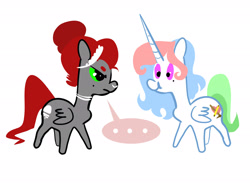 Size: 3000x2223 | Tagged: safe, artist:opalacorn, oc, oc only, oc:void, alicorn, pegasus, pony, ..., alicorn oc, duo, high res, horn, long horn, wings