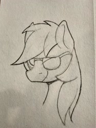 Size: 3120x4160 | Tagged: safe, artist:sefastpone, rainbow dash, pony, g4, bust, female, looking at you, mare, one eye closed, sketch, sunglasses, traditional art, wink, winking at you