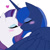 Size: 600x600 | Tagged: safe, artist:ask--luna-and-rarity, princess luna, rarity, alicorn, pony, unicorn, g4, blushing, duo, female, kiss on the lips, kissing, lesbian, mare, ship:rariluna, shipping