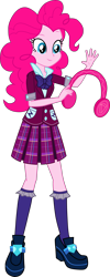 Size: 1648x4119 | Tagged: safe, artist:dustinwatsongkx, pinkie pie, equestria girls, g4, my little pony equestria girls: friendship games, clothes, clothes swap, crystal prep academy uniform, headphones, school uniform, simple background, solo, transparent background, vector