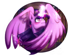 Size: 2160x1620 | Tagged: safe, artist:thunderskeleton13, twilight sparkle, alicorn, pony, g4, bust, female, glowing, glowing horn, horn, mare, portrait, smiling, solo, twilight sparkle (alicorn)