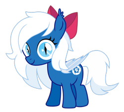 Size: 2796x2528 | Tagged: safe, artist:nicielunar, oc, oc only, oc:icy snow, bat pony, pony, bow, female, filly, filly oc, foal, hair bow, high res, simple background, solo, transparent background, wings