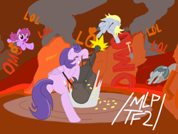 Size: 3456x2592 | Tagged: safe, artist:capital_t, berry punch, berryshine, clear skies, derpy hooves, marble pie, earth pony, pegasus, pony, g4, /mlp/, /mlp/ tf2 general, bipedal, butt, female, gun, high res, lol, mare, owo, plot, team fortress 2, weapon