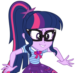 Size: 2978x2894 | Tagged: safe, artist:sketchmcreations, sci-twi, twilight sparkle, equestria girls, equestria girls series, g4, holidays unwrapped, the cider louse fools, spoiler:eqg series (season 2), bowtie, female, geode of telekinesis, glasses, high res, magical geodes, simple background, smiling, transparent background, vector