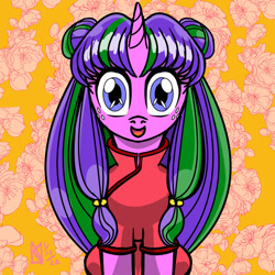 Size: 1024x1024 | Tagged: safe, artist:kelseyleah, oc, oc:daisy daedal, pony, unicorn, bust, clothes, cosplay, costume, female, mare, portrait, ranma 1/2, solo