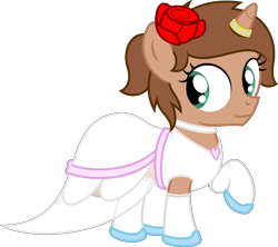 Size: 2554x2272 | Tagged: safe, artist:peternators, oc, oc only, oc:heroic armour, pony, g4, clothes, collar, colt, crossdressing, dress, eyelashes, fake eyelashes, femboy, flower, flower filly, foal, frilly socks, high res, horn, horn ring, jewelry, male, raised hoof, ring, rose, shoes, simple background, socks, solo, thigh highs, transparent background