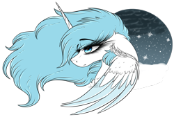 Size: 2707x1834 | Tagged: safe, artist:beamybutt, oc, oc only, alicorn, pony, alicorn oc, bust, ear fluff, eyelashes, female, horn, mare, simple background, solo, transparent background, wings