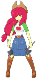 Size: 1049x2196 | Tagged: safe, alternate version, artist:batipin, part of a set, apple bloom, equestria girls, equestria girls series, axe, clothes, clothes swap, female, simple background, solo, transparent background, weapon