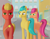 Size: 3780x2947 | Tagged: safe, artist:drakang, hitch trailblazer, sprout cloverleaf, sunny starscout, earth pony, pony, g5, my little pony: a new generation, bisexual, butt, distracted boyfriend meme, dock, female, gay, high res, implied bisexual, implied clovertrail, implied shipping, implied starblazer, looking at someone, male, mare, maretime bay, meme, plot, ponified meme, ship:clovertrail, ship:starblazer, shipping, stallion, stallion on stallion, straight, tail