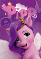 Size: 514x732 | Tagged: safe, pipp petals, pegasus, pony, g5, my little pony: a new generation, official, 3d, female, mare, music notes, open mouth, promo, solo, vkontakte, wings