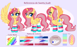 Size: 3744x2269 | Tagged: safe, artist:2pandita, oc, alicorn, pony, alicorn oc, clothes, female, high res, horn, mare, reference sheet, socks, solo, striped socks, wings