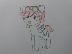 Size: 4128x3096 | Tagged: safe, artist:cherro, oc, oc only, oc:high diving, pegasus, pony, female, goggles, solo, traditional art