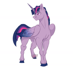 Size: 1280x1206 | Tagged: safe, artist:charlotte38, twilight sparkle, alicorn, pony, g4, concave belly, dusk shine, lidded eyes, male, muscles, prince dusk, rule 63, simple background, smiling, solo, stallion, twilight sparkle (alicorn), white background