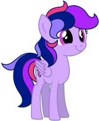 Size: 932x1140 | Tagged: safe, artist:camomiie, oc, oc only, oc:empyrean aura, pegasus, pony, base used, female, full body, multicolored mane, multicolored tail, offspring, parent:soarin', parent:twilight sparkle, parents:soarlight, pegasus oc, purple eyes, simple background, smiling, solo, standing, straight, tail, teenager, transparent background, wings