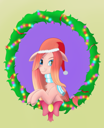 Size: 2106x2592 | Tagged: safe, oc, pegasus, pony, bust, christmas, female, high res, holiday, holly, mare, portrait, solo