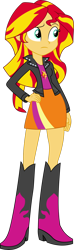 Size: 1280x4344 | Tagged: safe, artist:rupahrusyaidi, sunset shimmer, equestria girls, g4, boots, hand on hip, high heel boots, shoes, simple background, solo, transparent background, vector