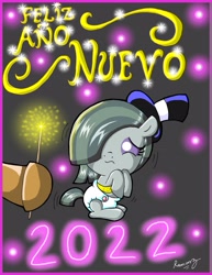 Size: 2545x3289 | Tagged: safe, artist:rammzblood, marble pie, earth pony, pony, g4, 2022, baby, baby pony, cute, diaper, female, filly, foal, happy new year 2022, high res, marblebetes