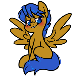 Size: 1200x1200 | Tagged: safe, artist:paperbagpony, oc, oc:crushingvictory, pegasus, pony, 2022 community collab, derpibooru community collaboration, blushing, pegasus oc, simple background, solo, spread wings, transparent background, wings