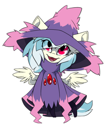 Size: 1221x1471 | Tagged: safe, artist:arctic-fox, oc, oc only, oc:sølvfor, mismagius, pegasus, clothes, cosplay, costume, female, holiday, mare, pegasus oc, pokémon, simple background, solo, transparent background