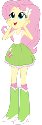 Size: 494x1467 | Tagged: safe, artist:cloudy glow, artist:mewtwo-ex, artist:rupahrusyaidi, edit, vector edit, fluttershy, equestria girls, g4, my little pony equestria girls: rainbow rocks, shake your tail, bare shoulders, boots, clothes, cutie mark on clothes, hands on cheeks, high heel boots, open mouth, open smile, shoes, simple background, skirt, sleeveless, smiling, socks, solo, tank top, transparent background, vector