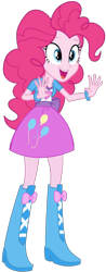 Size: 586x1499 | Tagged: safe, artist:rupahrusyaidi, artist:twls7551, edit, vector edit, pinkie pie, equestria girls, g4, boots, high heel boots, open mouth, shoes, simple background, solo, transparent background, vector