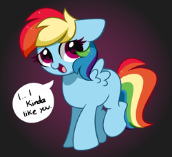 Size: 2896x2643 | Tagged: safe, artist:kittyrosie, rainbow dash, pegasus, pony, g4, blank flank, blushing, bronybait, cute, dashabetes, female, filly, filly rainbow dash, foal, high res, hnnng, looking at you, mare, missing cutie mark, open mouth, open smile, smiling, smiling at you, solo, spread wings, talking to viewer, weapons-grade cute, wings, younger