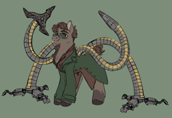 Size: 1889x1299 | Tagged: safe, artist:polymercorgi, pony, doctor octopus, green background, marvel, ponified, simple background, solo
